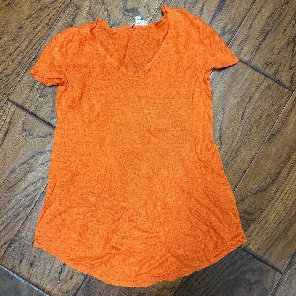 Eileen‎ Fisher Organic Linen Short Sleeved V-Neck top